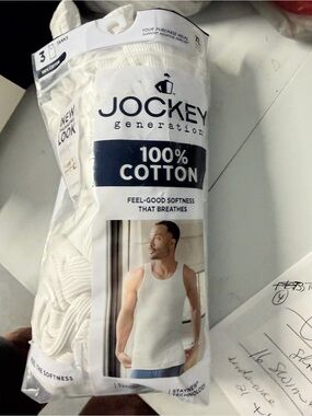 Jockey White 3-Pack 100% Cotton Men's Tank Tops XL new open package